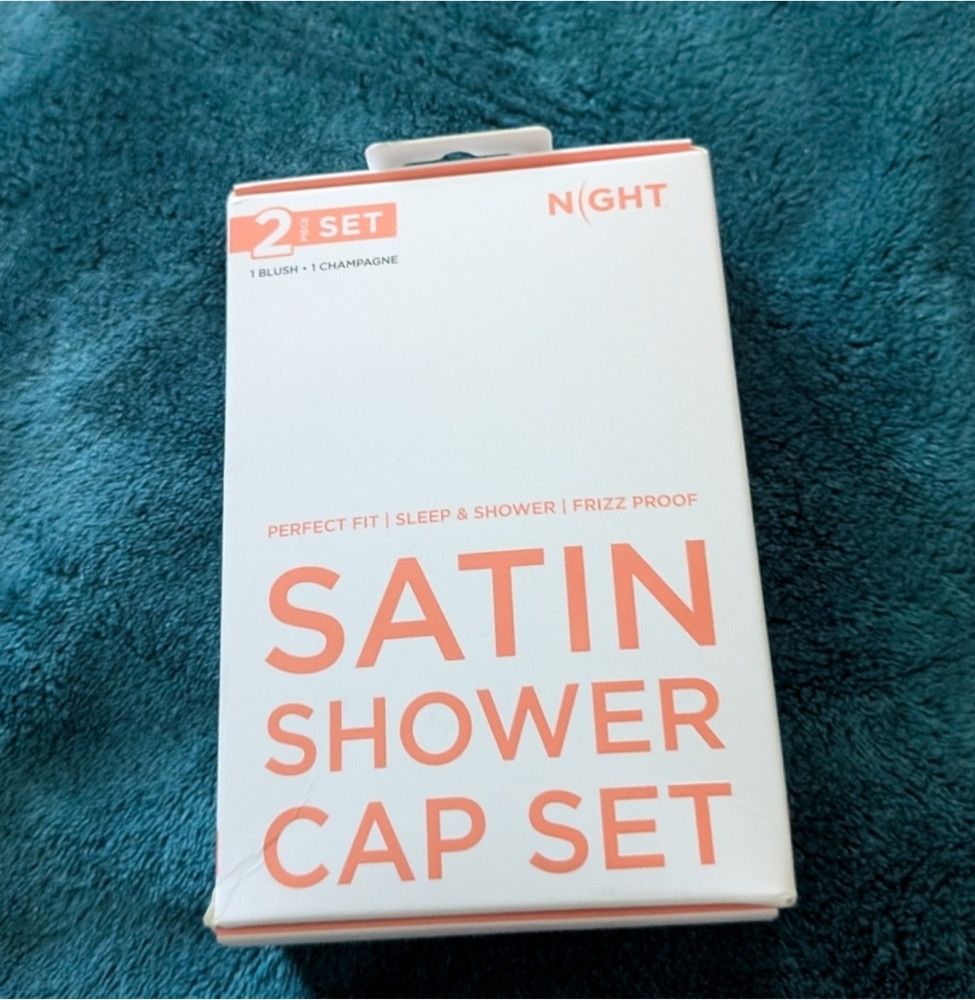 Night Satin Shower Cap Set - Blush and Champagne